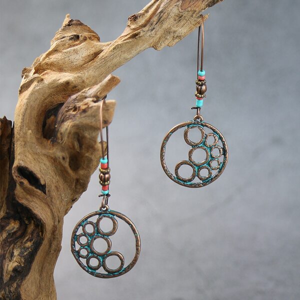 

Hollow Out Vintage Earrings, Bronze