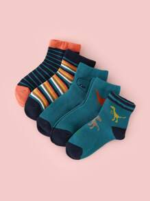 5雙小童卡通圖案襪子 - 彩色 - 查看 2