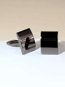 1 Pair Gun Black Curved Square Cufflinks For Men - Black - View 4