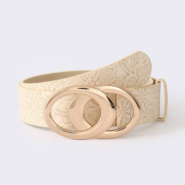 

Oval Buckle Belt, Beige