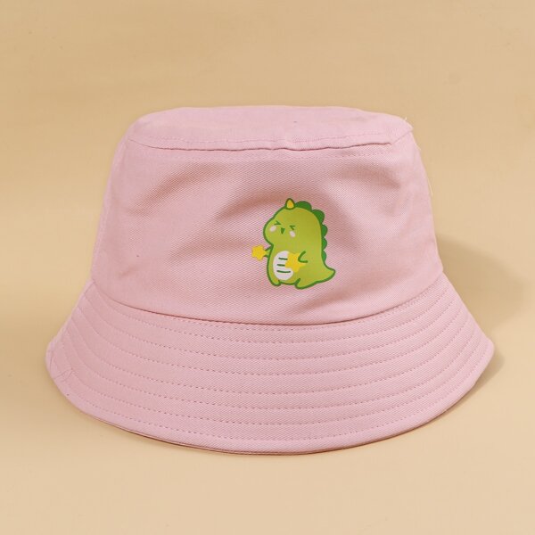 

Cartoon Dinosaur Graphic Bucket Hat, Pink