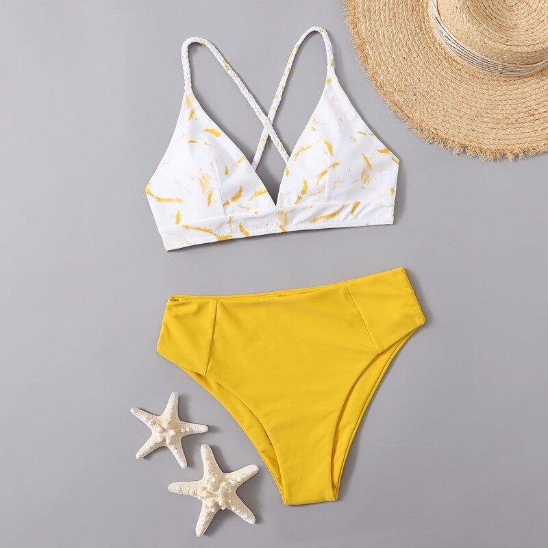 

Marble Print Bikini Swimsuit, Multicolor