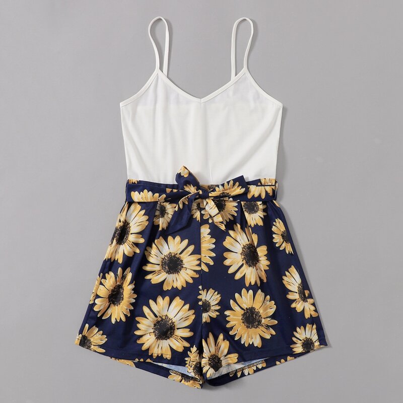 

Sunflower Graphic Belted Romper, Multicolor