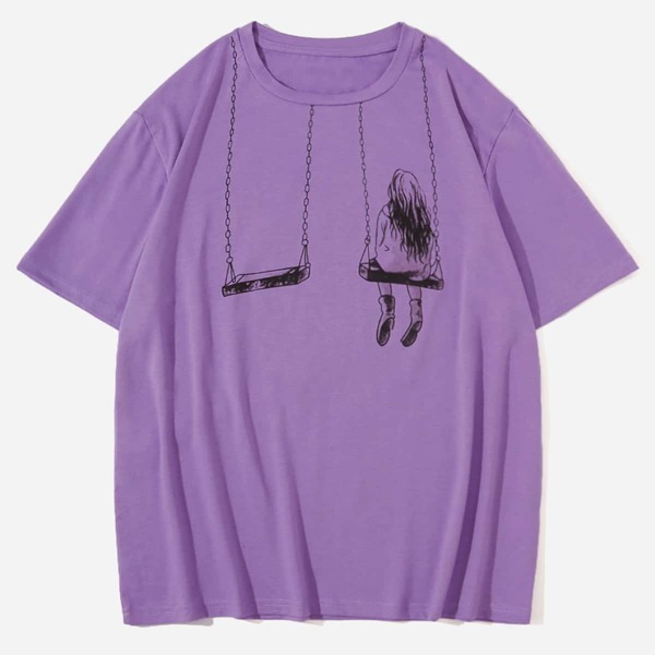 

Men Figure Graphic Crew Neck Tee, Purple