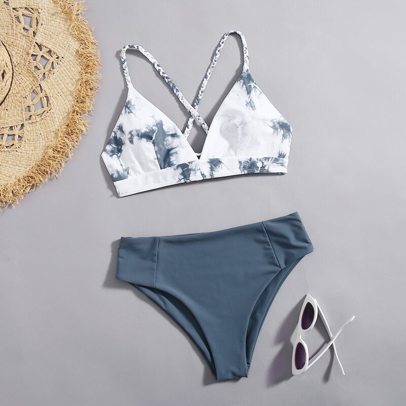 

Marble Print Bikini Swimsuit, Multicolor