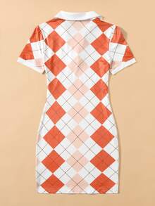 SHEIN Unity Argyle Print Bodycon Dress - Multicolor - View 2