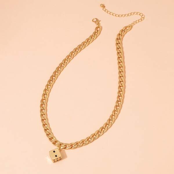

Dice Pendant Necklace, Gold