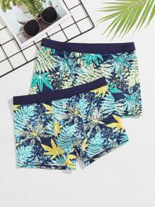 Men 2 Packs Tropical Print Boxer Brief Set