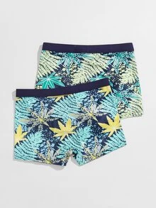 Men 2 Packs Tropical Print Boxer Brief Set