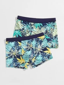 Men 2 Packs Tropical Print Boxer Brief Set