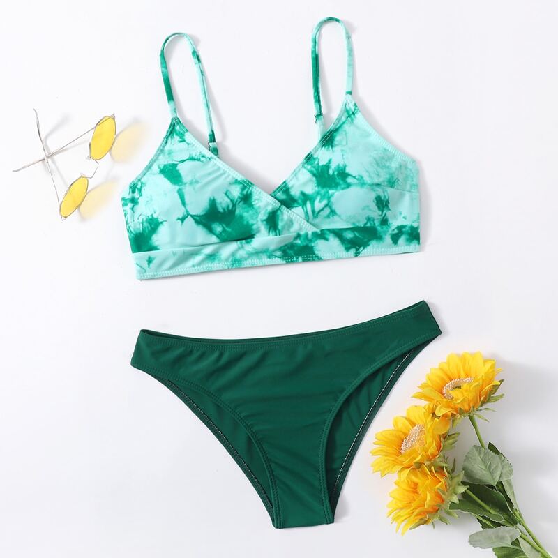 

Marble Print Bikini Swimsuit, Multicolor