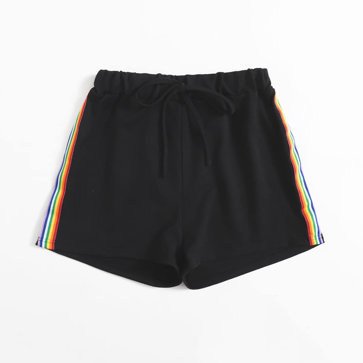 

Rainbow Stripe Side Shorts, Black