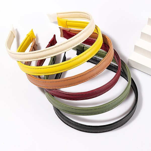 

6pcs Plain PU Headband, Multicolor