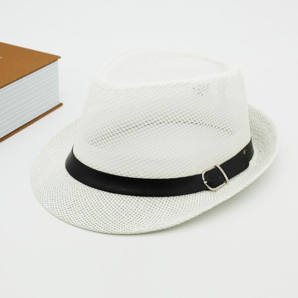 

Men Hollow Out Fedora Hat, White