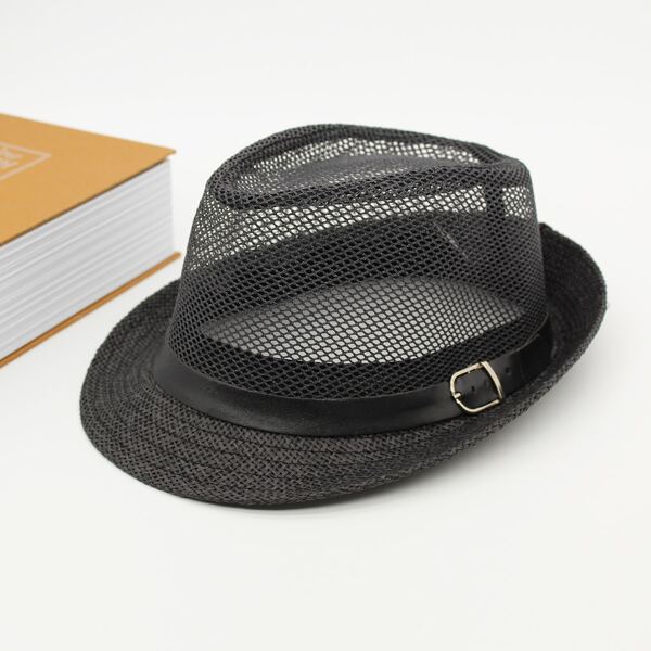 

Men Hollow Out Fedora Hat, Black