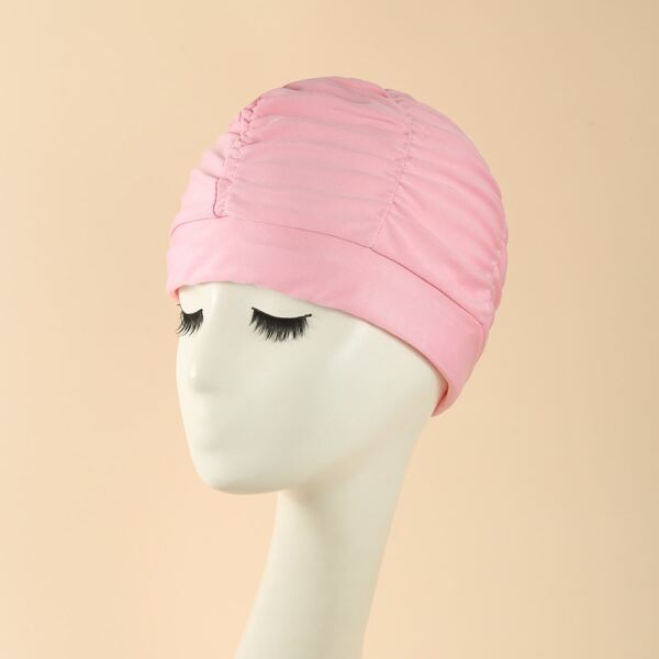 

Solid Ruched Swimming Cap, Pink
