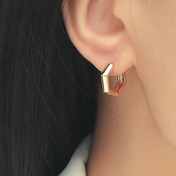 

Geometric Hoop Earrings, Gold