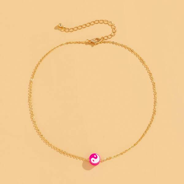 

Yin & Yang Charm Necklace, Hot pink