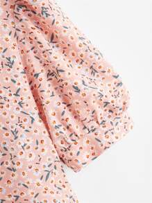 SHEIN VCAY Ditsy Floral Peplum Top - Multicolor - View 3