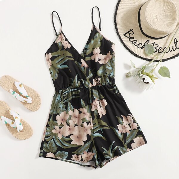 

Surplice Neck Floral Cami Romper, Multicolor