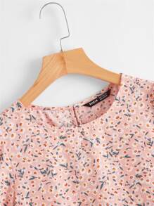 SHEIN VCAY Ditsy Floral Peplum Top - Multicolor - View 4
