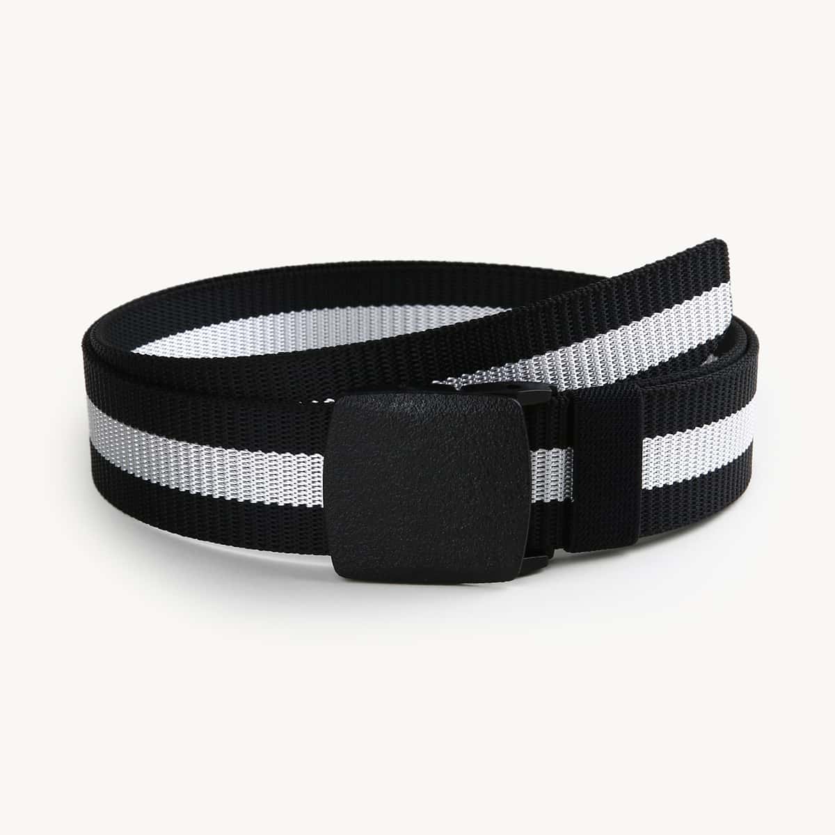

Guys Striped Tape Belt, Black