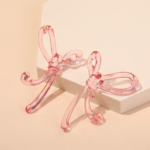 

Bow Design Earrings, Baby pink