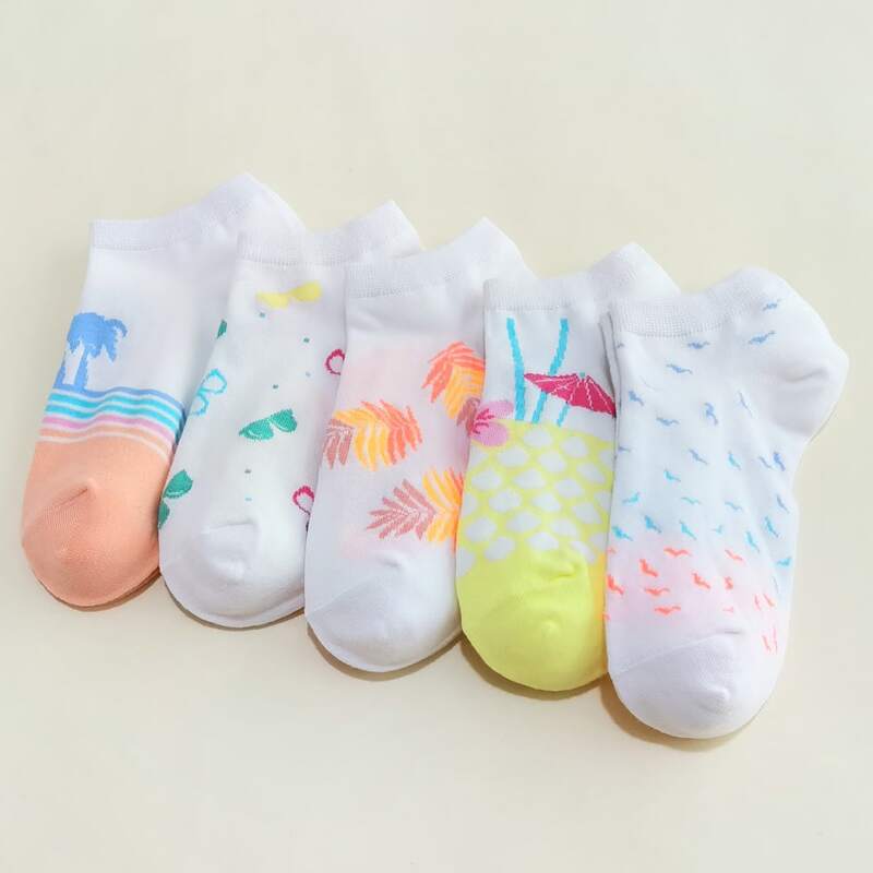 

5pairs Cartoon Graphic Crew Socks, Multicolor
