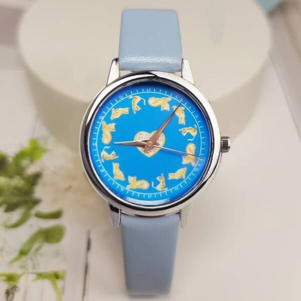 

Kids Cat Pattern Round Pointer Quartz Watch