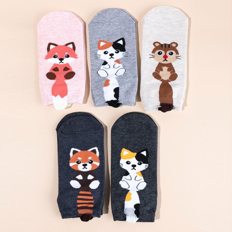 

5pairs Cartoon Graphic Ankle Socks, Multicolor