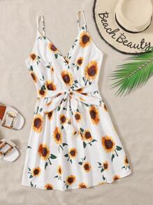 Soleia 自腰帶向日葵圖案吊帶連衣裙 - 彩色 - 查看 1