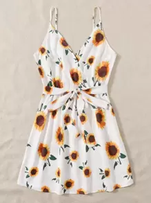 Soleia 自腰帶向日葵圖案吊帶連衣裙 - 彩色 - 查看 5