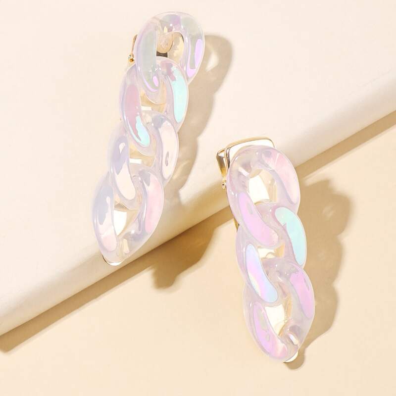 

2pcs Chain Decor Hair Clip, Multicolor