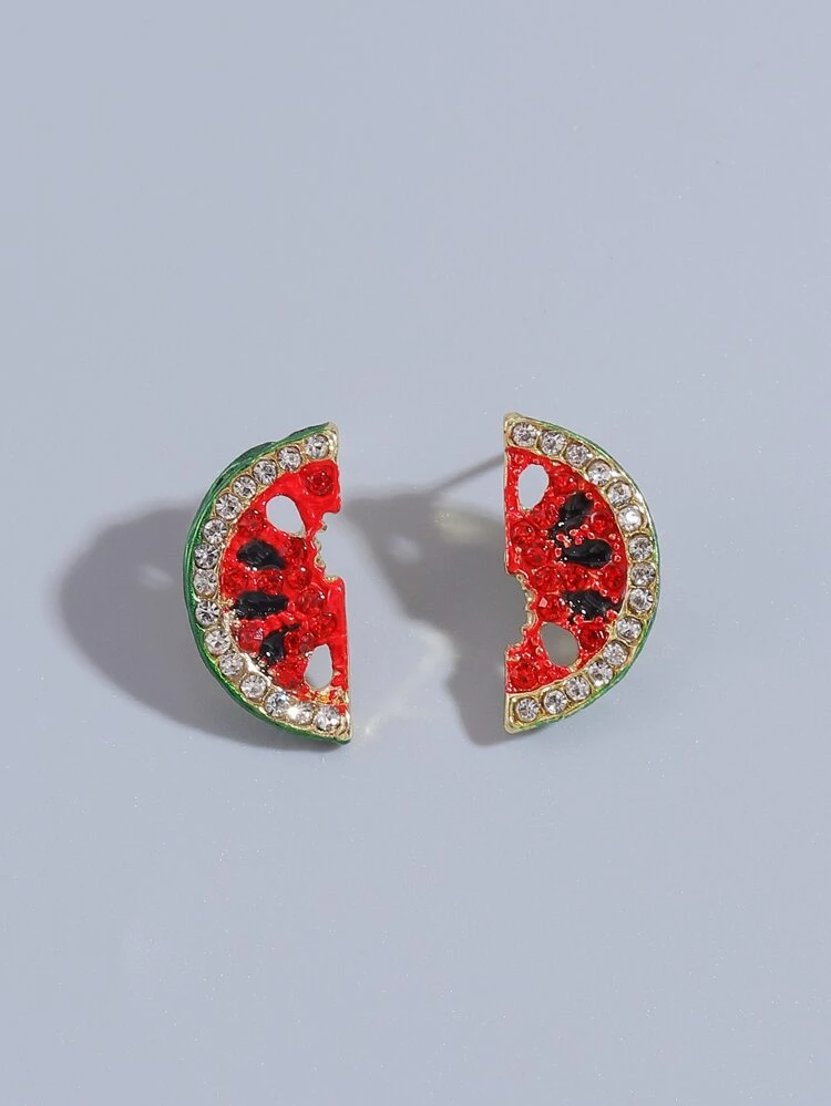 Rhinestone Watermelon Earrings