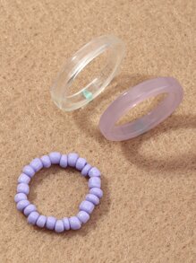 3pcs Simple Ring - Multicolor - View 1