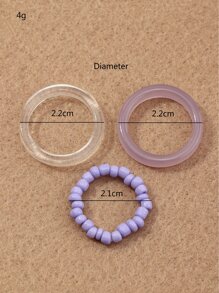 3pcs Simple Ring - Multicolor - View 3