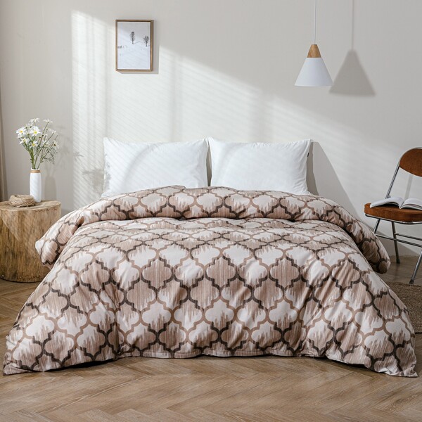 

Geometric Pattern Duvet Cover Without Filler, Camel