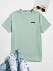 Manfinity RebelGame Men Patched Detail Rib-knit Top - Mint Green - View 1