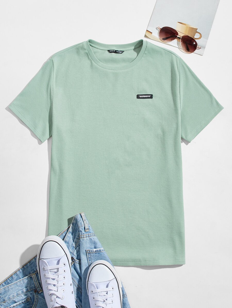 Manfinity RebelGame Men Patched Detail Rib-knit Top - Mint Green - View 1