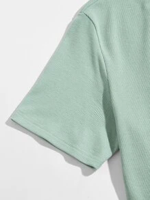 Manfinity RebelGame Men Patched Detail Rib-knit Top - Mint Green - View 3