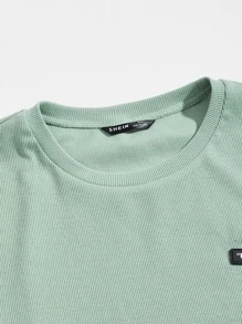 Manfinity RebelGame Men Patched Detail Rib-knit Top - Mint Green - View 4