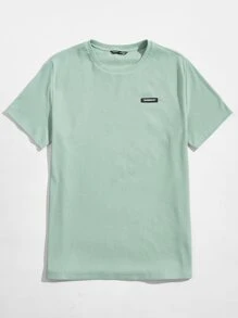 Manfinity RebelGame Men Patched Detail Rib-knit Top - Mint Green - View 5