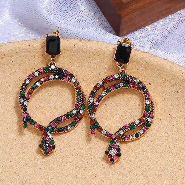 

Rhinestone Snake Earrings, Multicolor