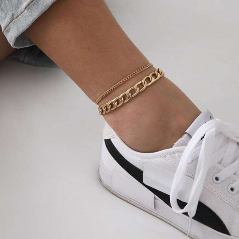 

2pcs Chain Anklet, Gold