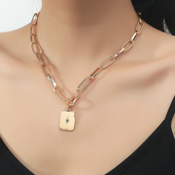 

Geometric Charm Chain Necklace, Gold