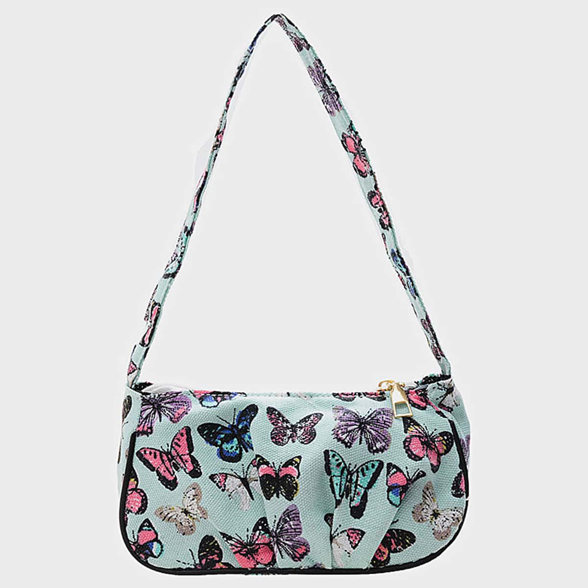 

Butterfly Graphic Shoulder Bag, Multicolor