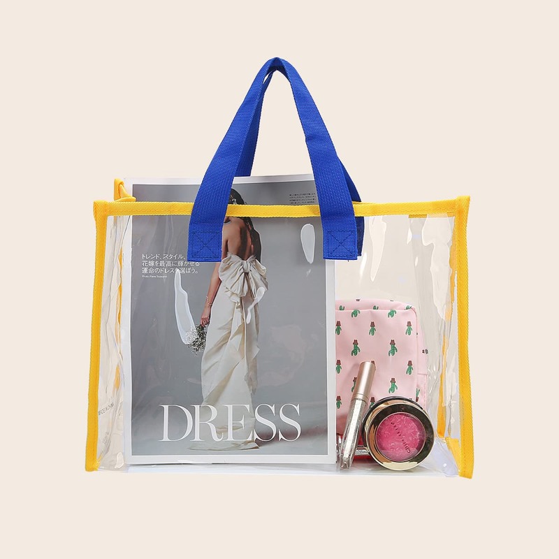 

Contrast Binding Clear Tote Bag