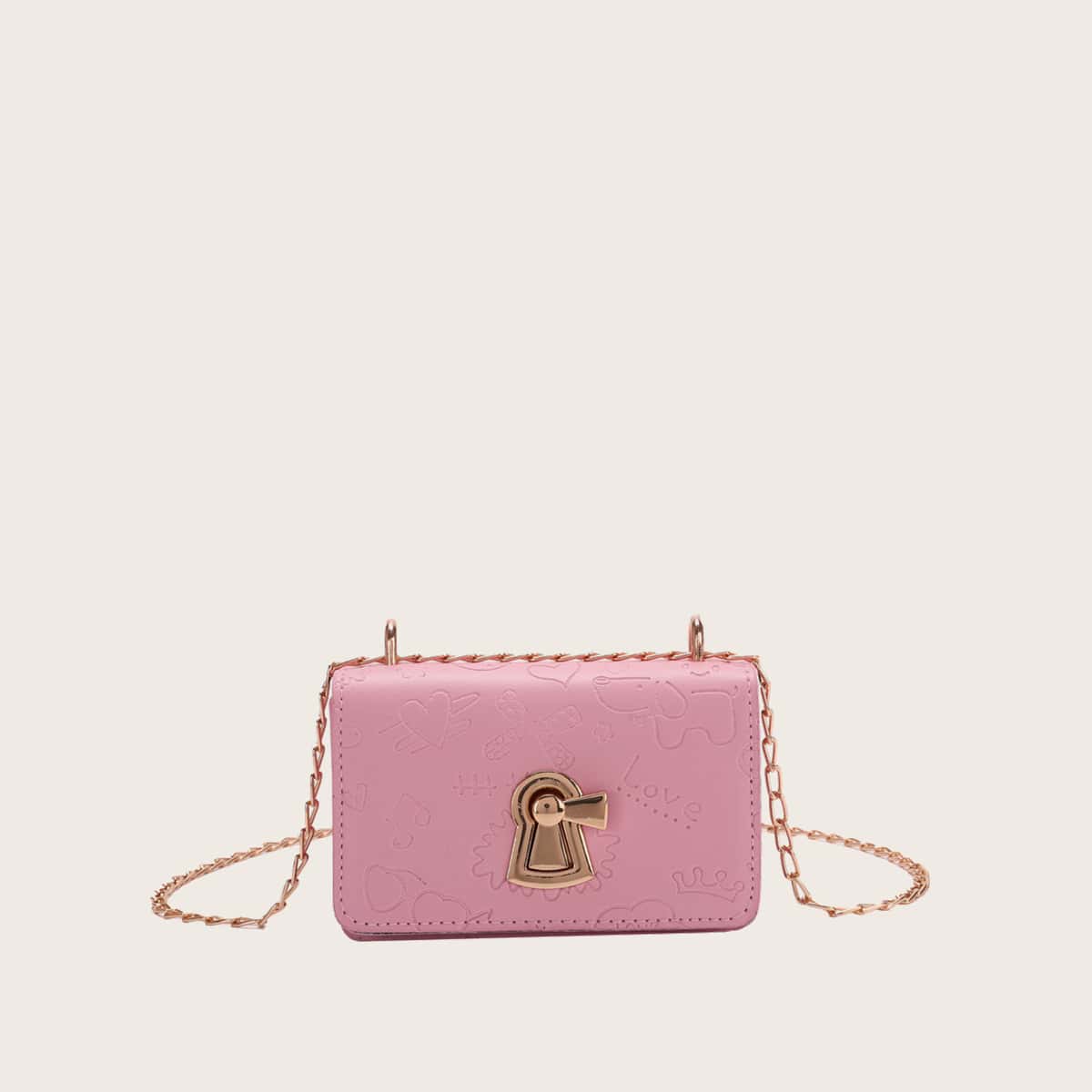 

Cartoon Embossed Crossbody Bag, Pink