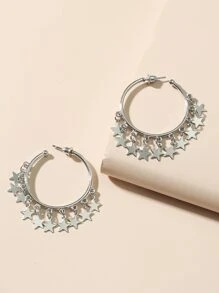 Bông tai vòng đeo tay ngôi sao quyến rũ - Bạc - Xem 2