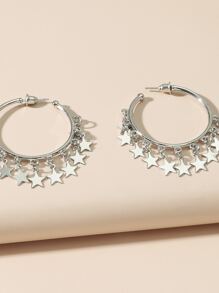 Bông tai vòng đeo tay ngôi sao quyến rũ - Bạc - Xem 3